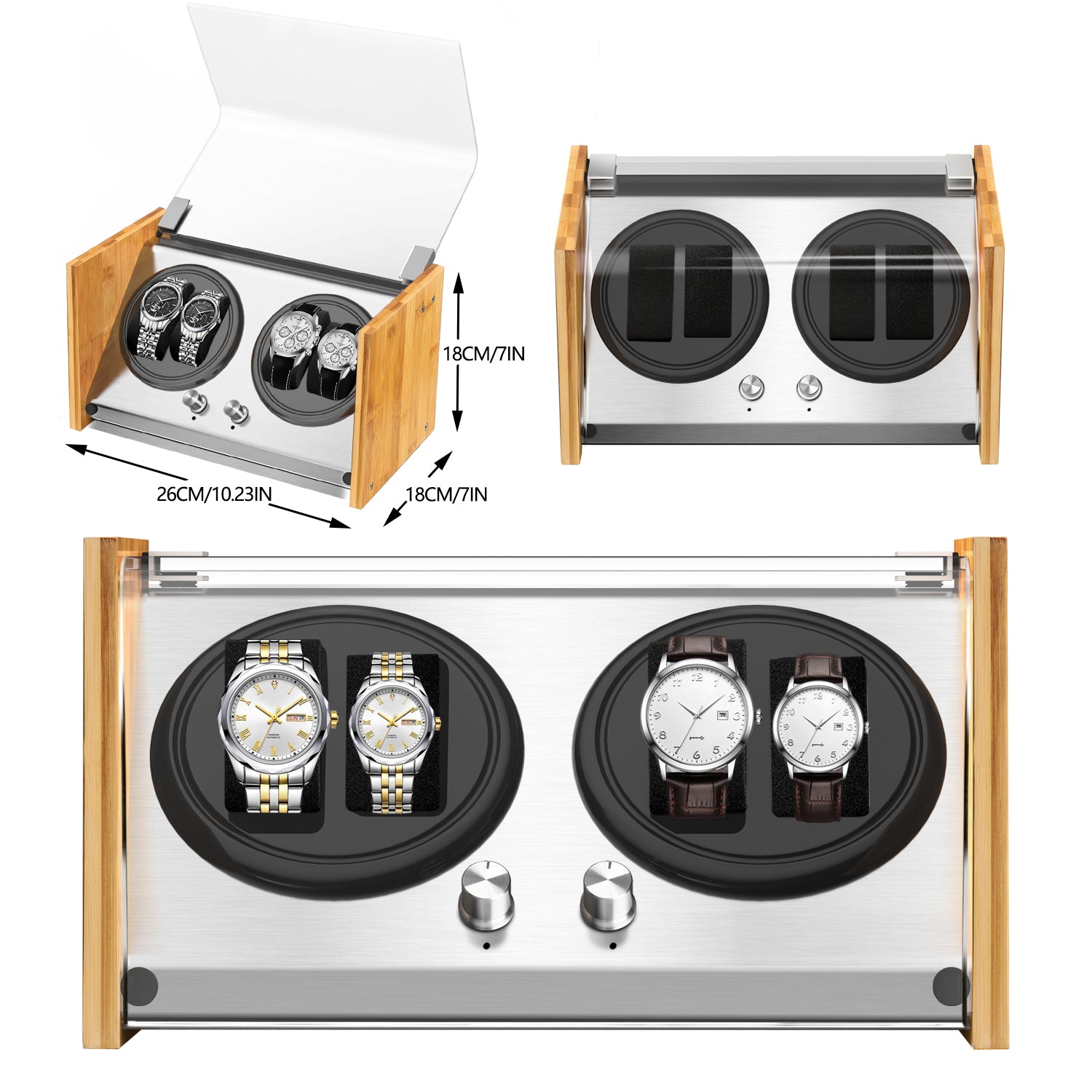 Watch Winder 4 | for Automatic Watches Handcraft Bamboo Wood Super Quiet by Watch Winder Smith®