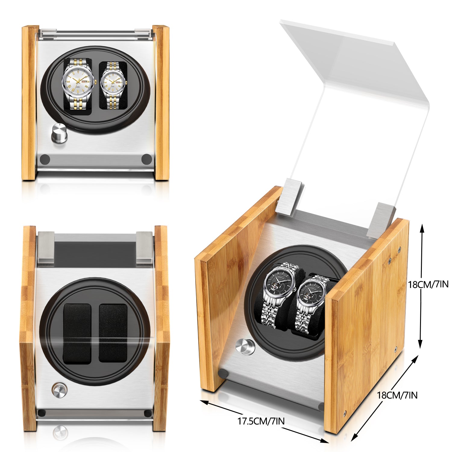 Watch Winder Double | for Automatic Watches Handcraft Bamboo Wood Super Quiet by Watch Winder Smith®
