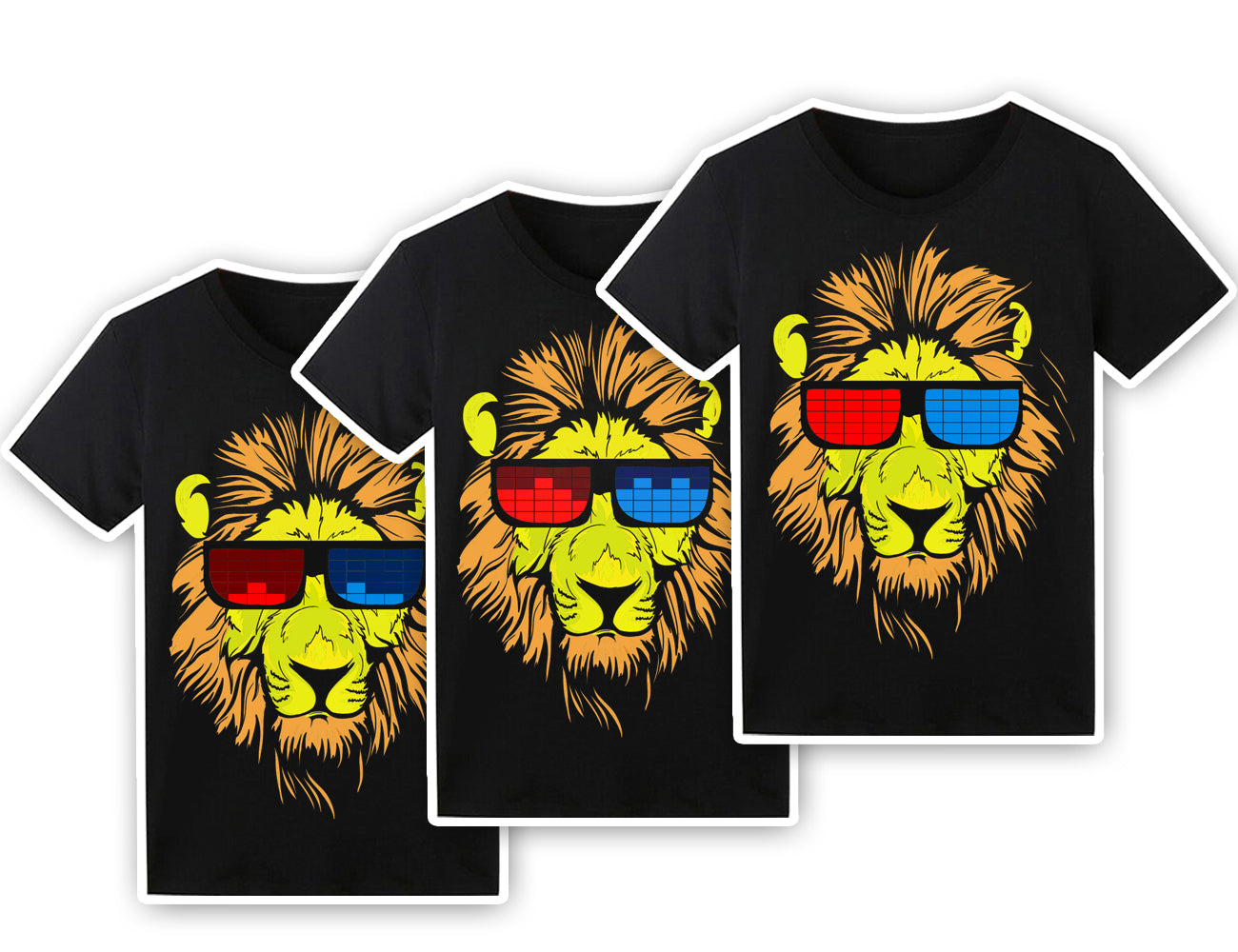 LED T Shirt Sound Activated Glow Shirts Light up Equalizer Clothes for Party(Lion)