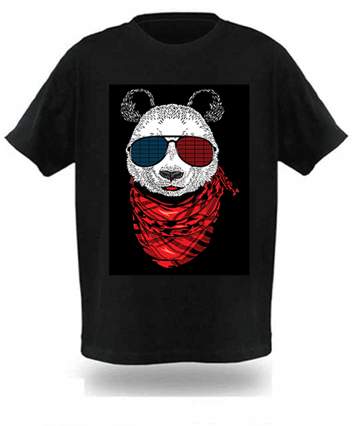 LED T Shirt Sound Activated Glow Shirts Light up Equalizer Clothes for Party（Panda）