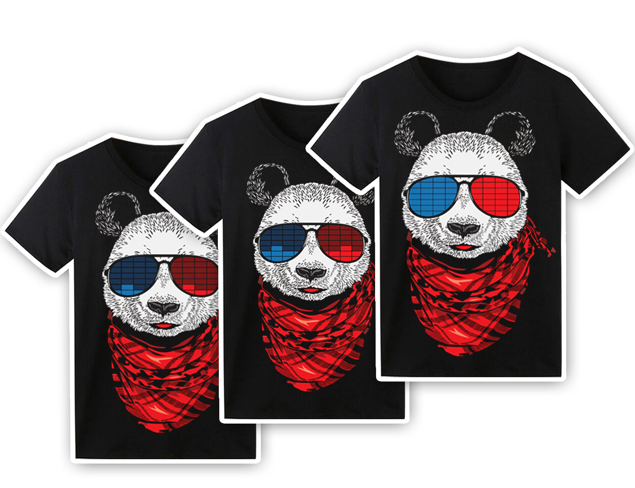 LED T Shirt Sound Activated Glow Shirts Light up Equalizer Clothes for Party（Panda）