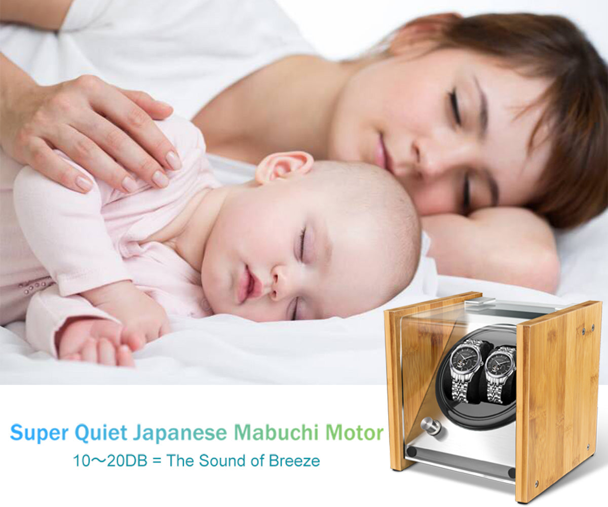 Watch Winder Double ｜ for Automatic Watches Handcraft Bamboo Wood Super Quiet by Watch Winder Smith®