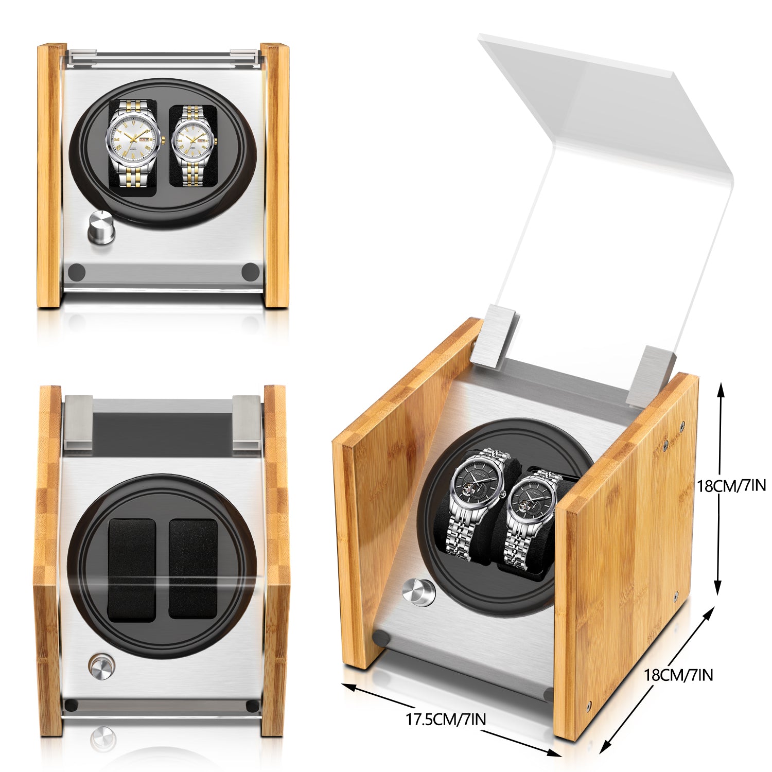 Watch Winder Double ｜ for Automatic Watches Handcraft Bamboo Wood Super Quiet by Watch Winder Smith®