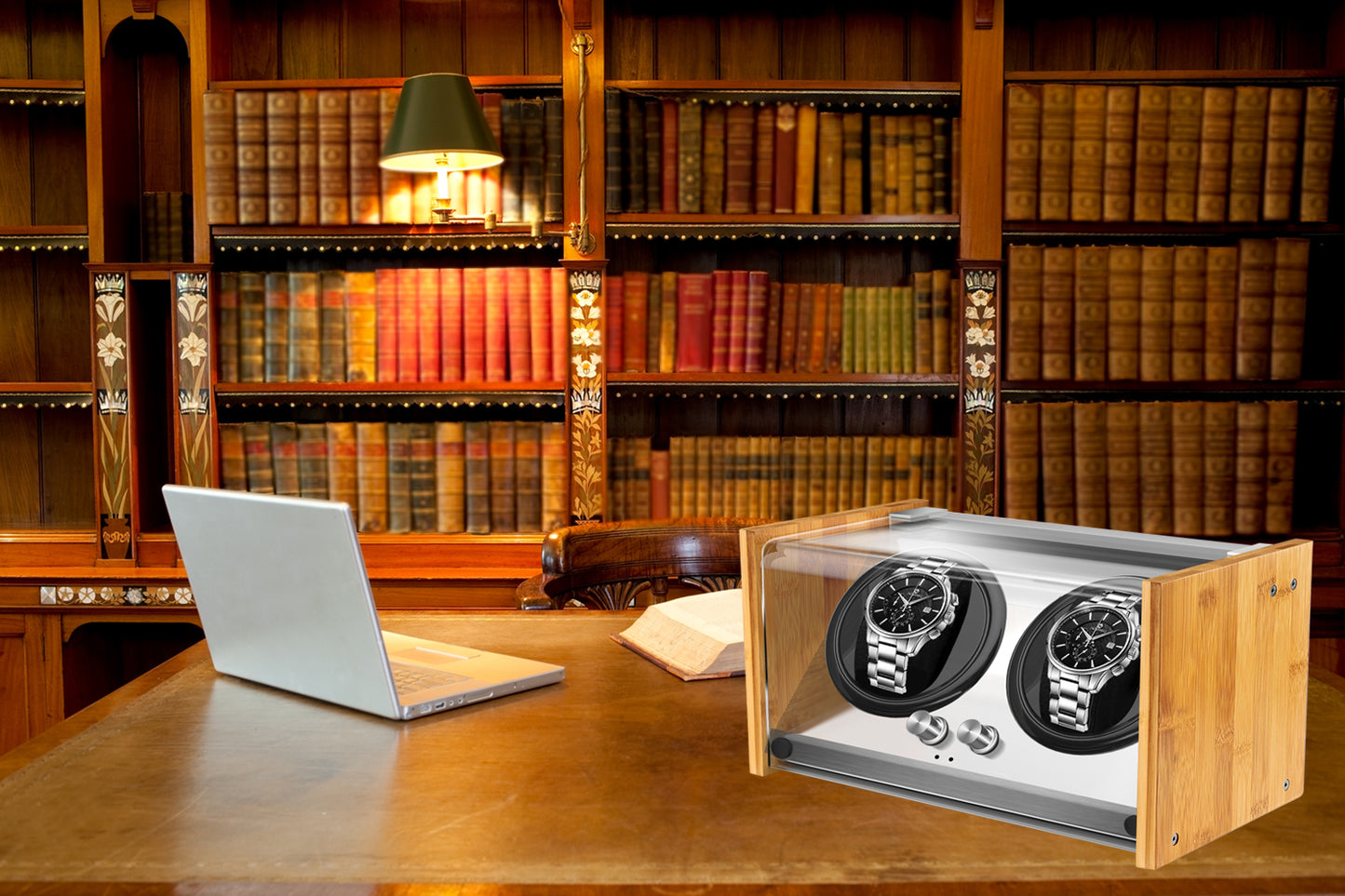 Watch Winder Double ｜ for Big Automatic Watches Bamboo Handcraft Super Quiet by Watch Winder Smith®